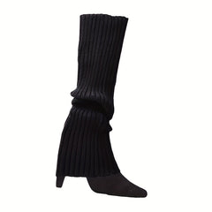6 Pairs Rib Knit Leg Warmers Knee High Socks Women's Stockings