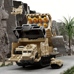 Tank Playset for Kids DIY Assembly Vehicle Toys with Missile Launcher