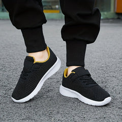Boys' Ultralight Cushioned Sneakers Hook Loop Fastener Breathable Non Slip Shoes