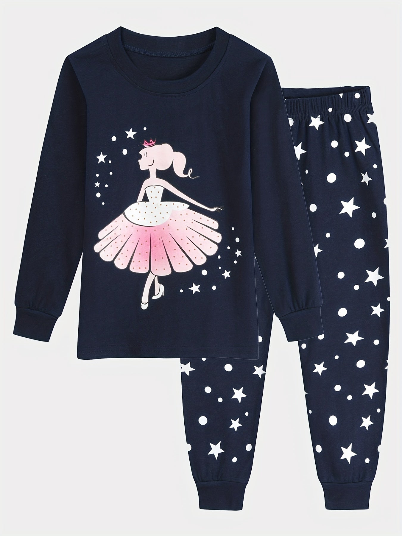Girls Cartoon Ballet Dancer Loungewear Set