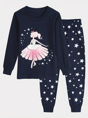 Girls Cartoon Ballet Dancer Loungewear Set