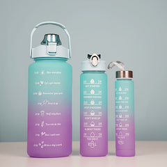 3pcs Frosted Gradient Water Bottle Set Portable Sports Bottle Large Capacity