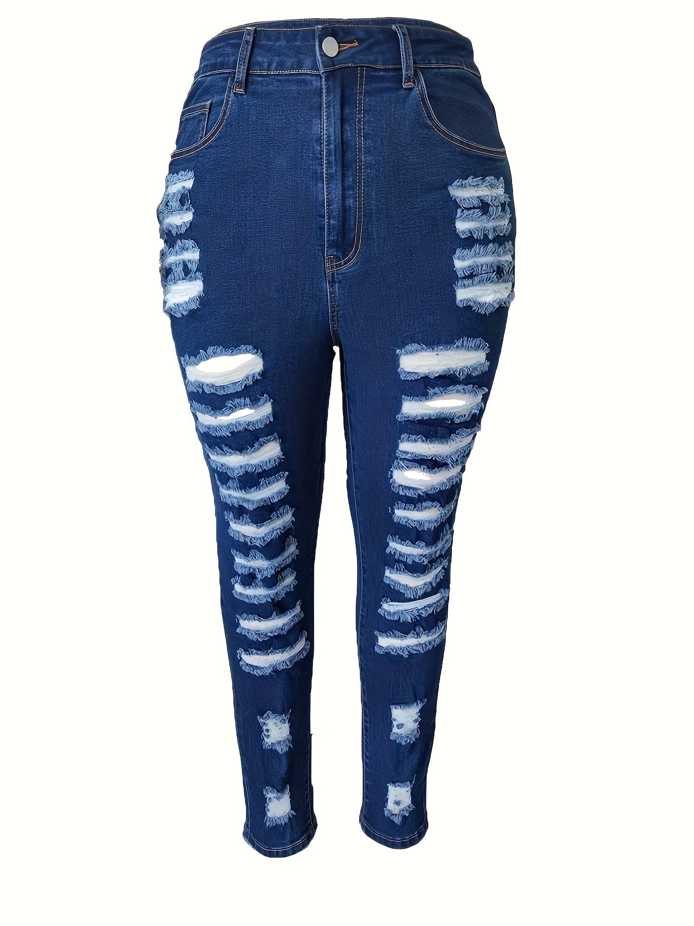 Solid Ripped High Rise Skinny Jeans
