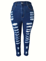 Solid Ripped High Rise Skinny Jeans