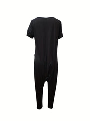 Hippie Button Down Harem Jumpsuit Casual Baggy Jumpsuit