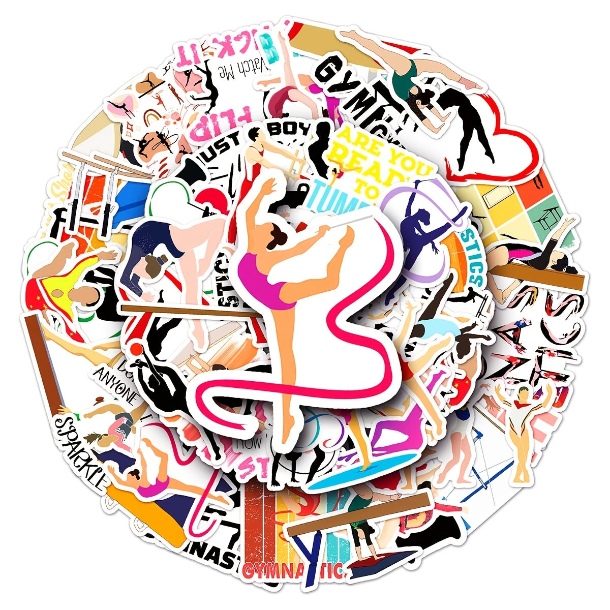 50pcs Gymnastics Waterproof Stickers for Water Bottles Laptops