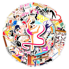 50pcs Gymnastics Waterproof Stickers for Water Bottles Laptops