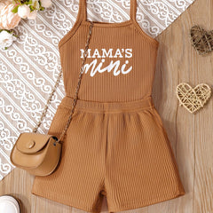 2pcs Toddler Girls MAMA'S MINI Cami Top & Shorts Set