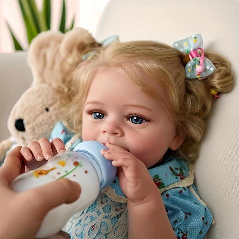 Realistic Reborn Baby Doll with Dress & Bunny Vinyl Baby Fat Limbs Cloth Body Ac