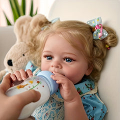 Realistic Reborn Baby Doll with Dress & Bunny Vinyl Baby Fat Limbs Cloth Body Ac