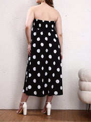 Boho Tube Dress Women's Plus Polka Dot Print Maxi Tube Dress