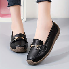 Women's Buckle Decor Loafers Comfy Slip On Shoes Non Slip Flats