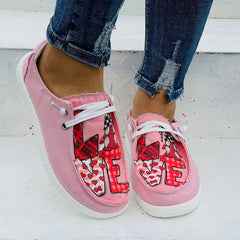 Women's Red Heart Stitching Cartoon Sneakers