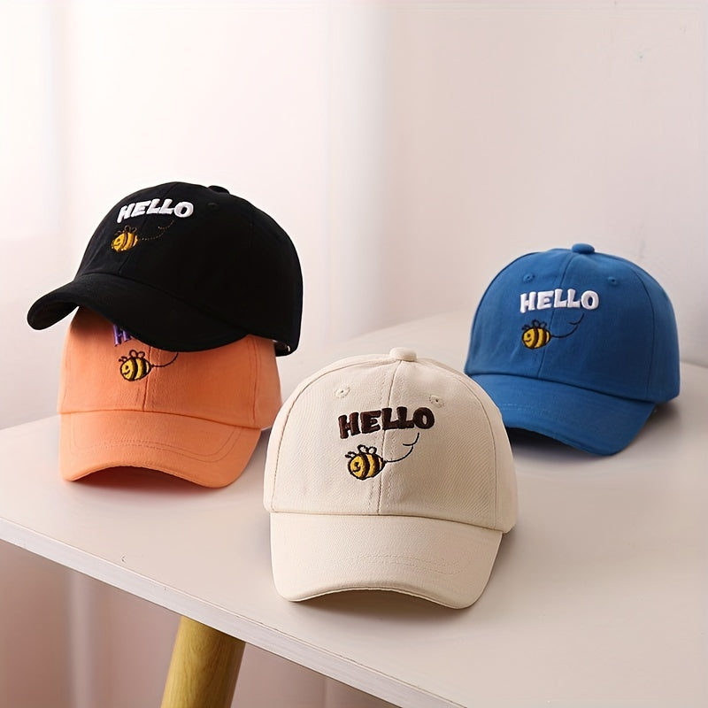 Kids Bee Embroidered Baseball Cap Sun Protection Hat