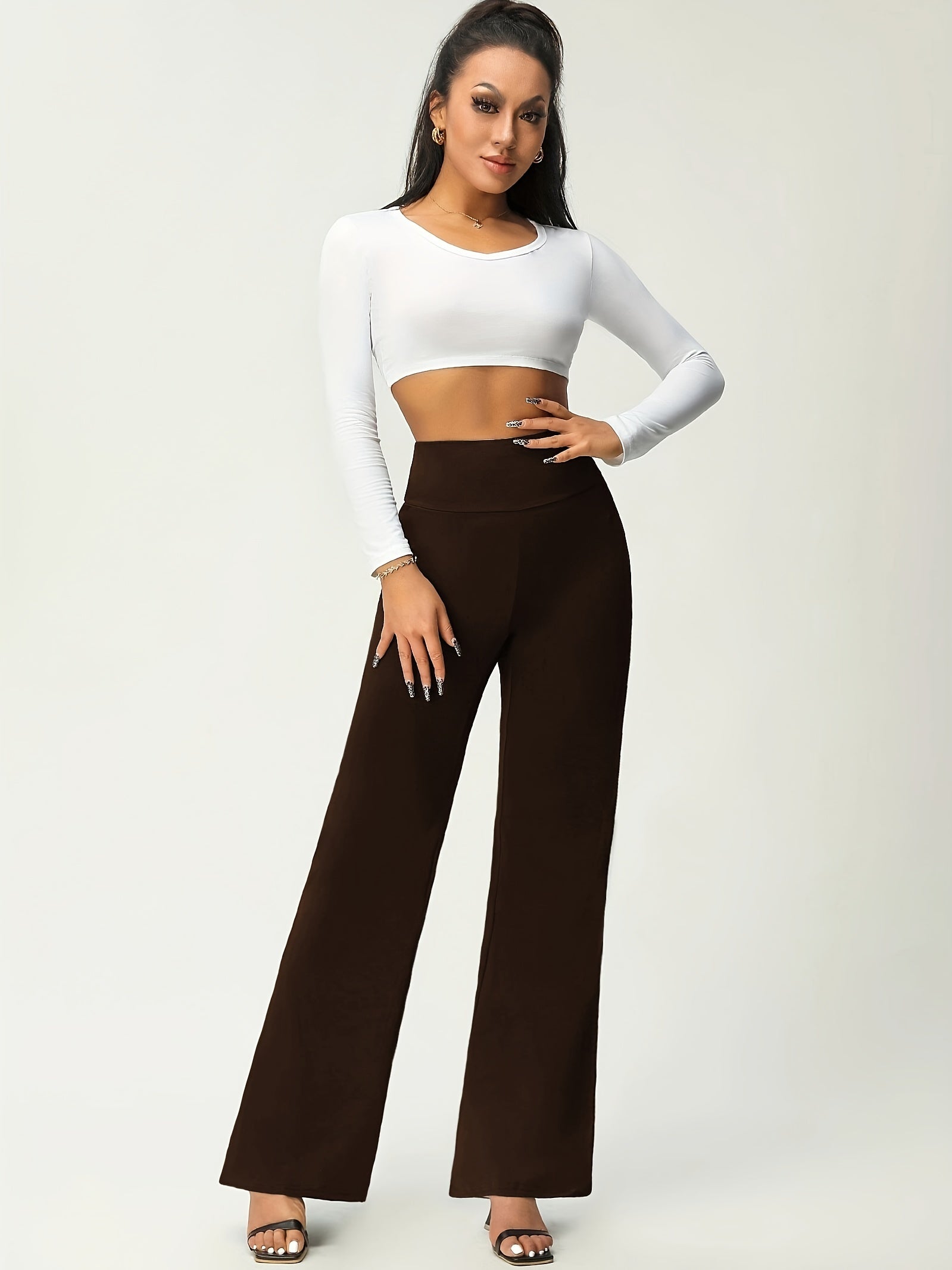 Women's High Waist Flare Leg Stretchy Pants