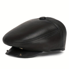 Winter Windproof PU Leather Beret Ear Warmer for Outdoor Cycling Hiking