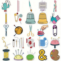 50pcs Sewing Tool Sticker DIY Decoration Waterproof Sticker