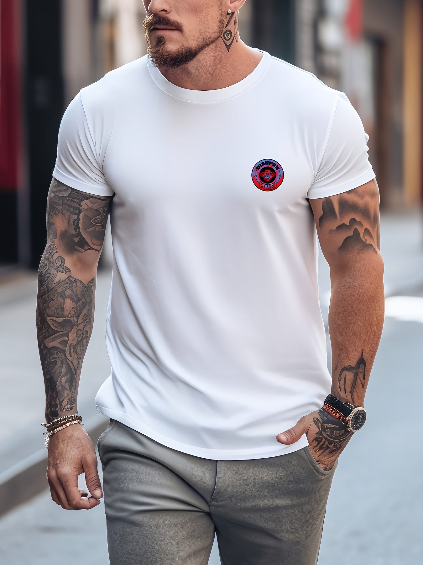 Symbol Pattern Print Men's T-shirt Graphic Tee Men's Summer Outdoor Clothes