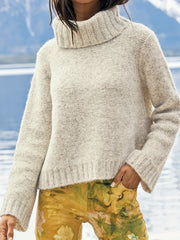 Solid Long Sleeve Turtle Neck Sweater