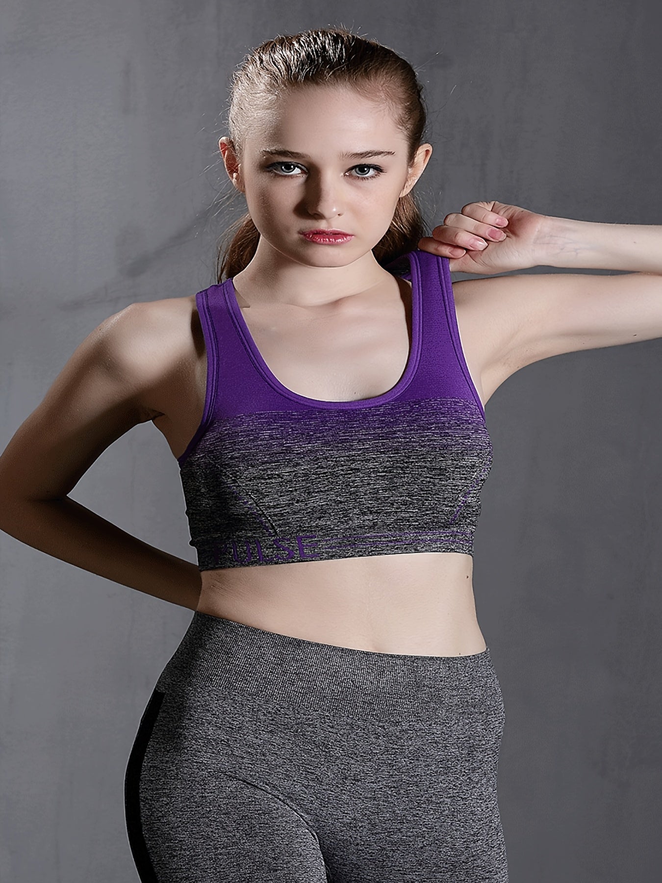Striped Running Fitness Sports Yoga Bra Racer Back