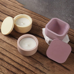 Square Candle Jar Silicone Mold with Lid DIY Craft Ornaments Making