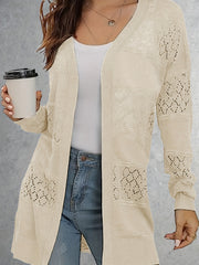 Hollow Out Knit Cardigan Long Sleeve Sweater
