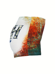 Women's Plus Size Western Style Floral Tie Dye Elastic High Rise Shorts