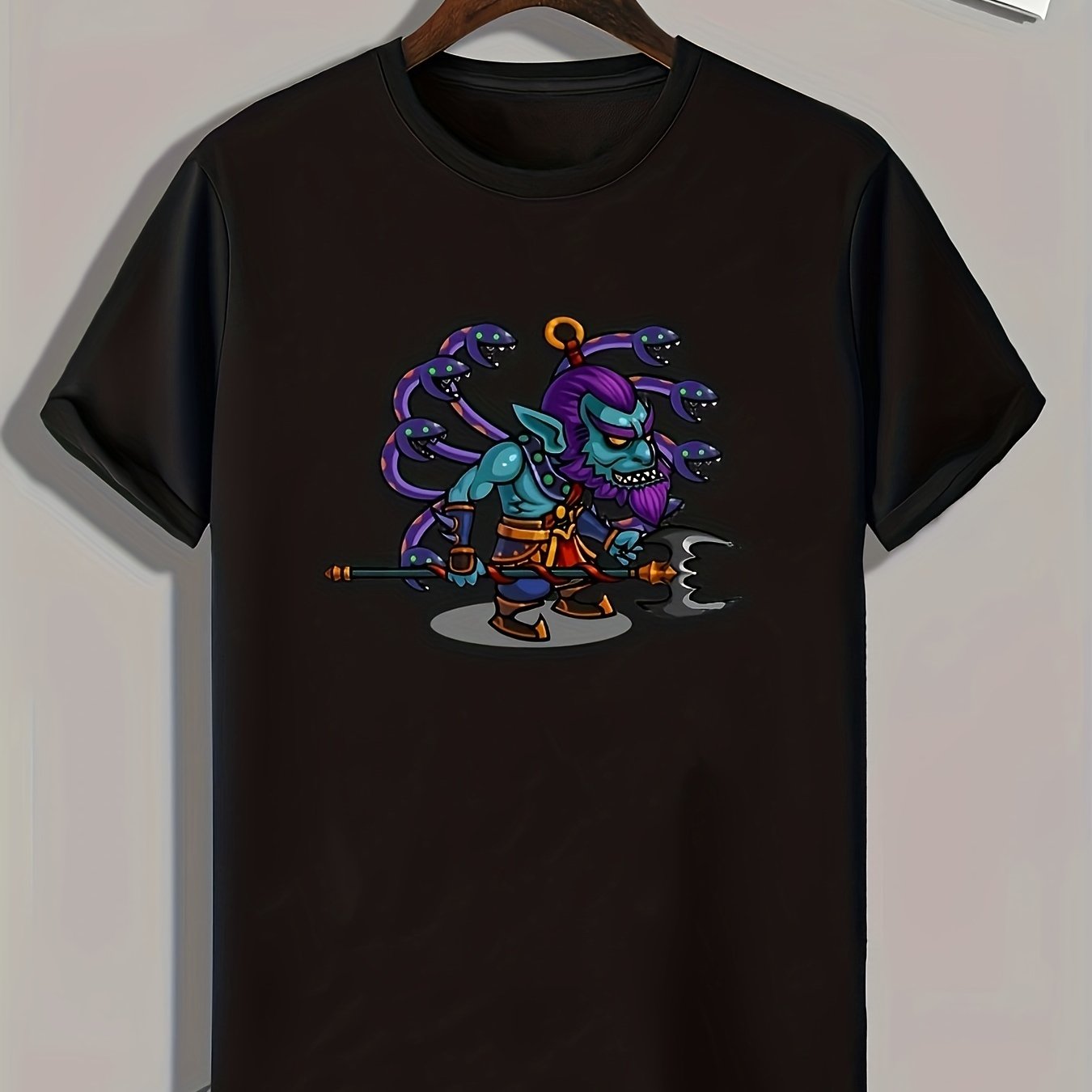 Cartoon Monster Pattern Print Men's Sports T-shirt