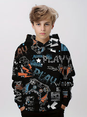Stylish Gamepad 3D Print Boys Hoodie Top for Kids