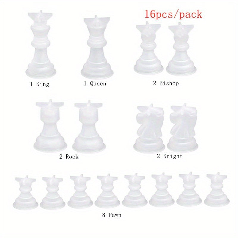 16pcs Chess Piece Resin Silicone Mold Kit