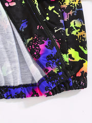 Girls Glow In The Dark Graffiti Hooded Jacket Windbreaker