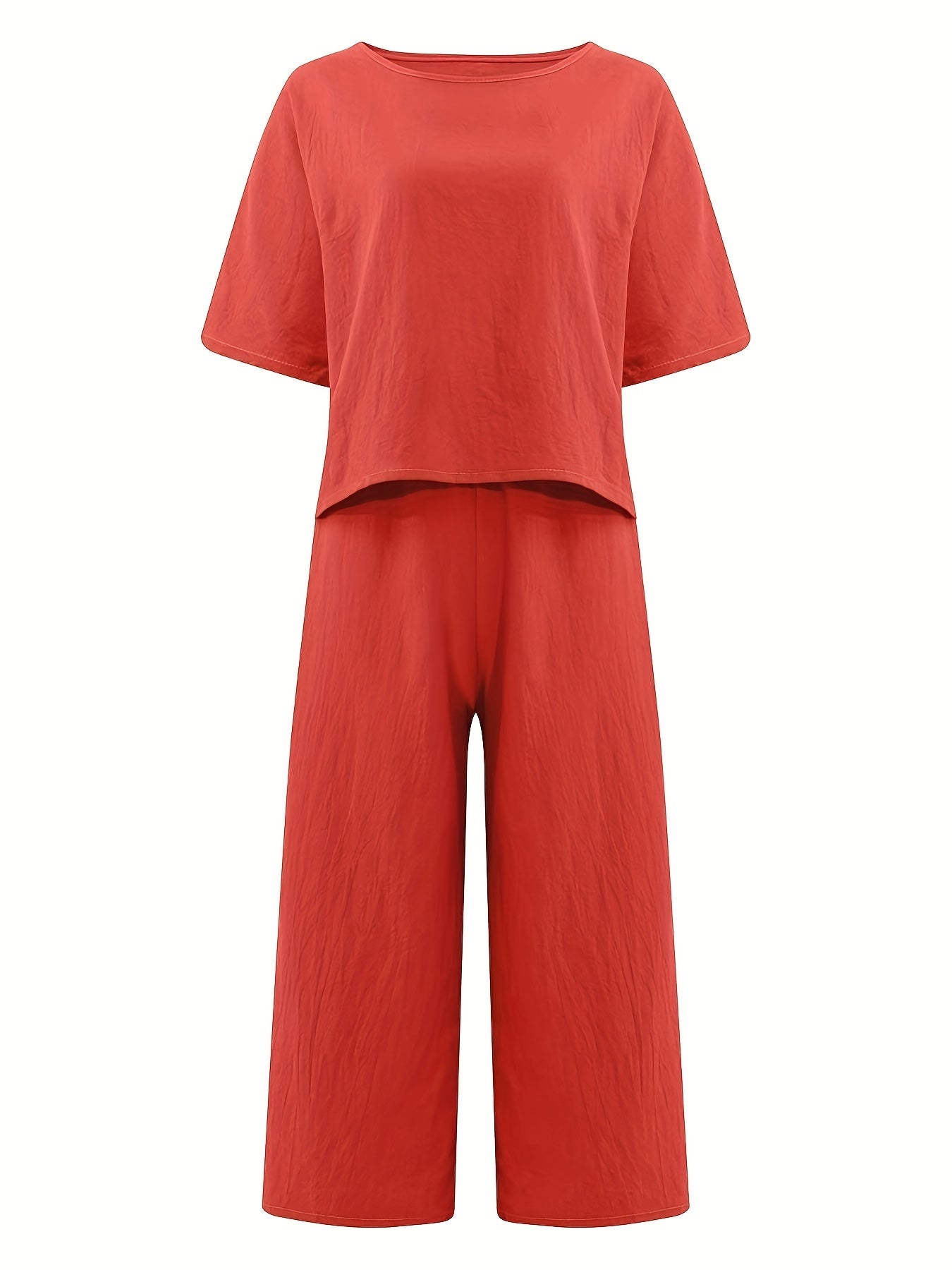 2pcs Tee & Pants Set Vacation Casual Two Piece Outfit Women's Clothing