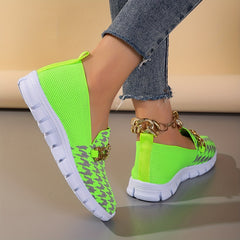 Women's Chain Decor Slip On Sneakers Lightweight Breathable Shoes