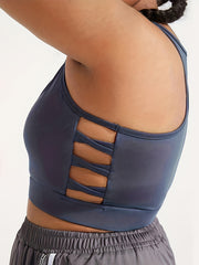 Plus Size Sports Bra Cut Out Side Racer Back Shockproof Running Yoga Bra