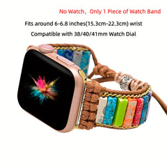 Colorful Beaded Watch Strap, Bohemian Woven Chain, Golden Flat Knot