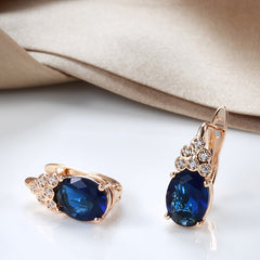 Purple Zircon Oval Earrings Full Inlay Wedding Jewelry Dangle Accessories