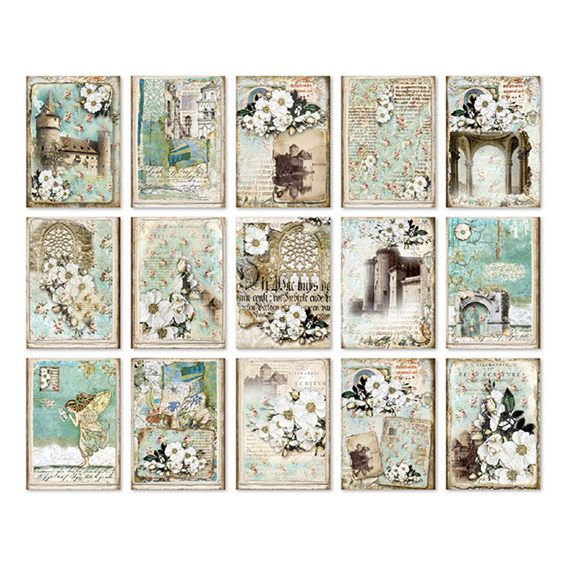 30pcs Vintage Flower Character Scrapbook Paper Set