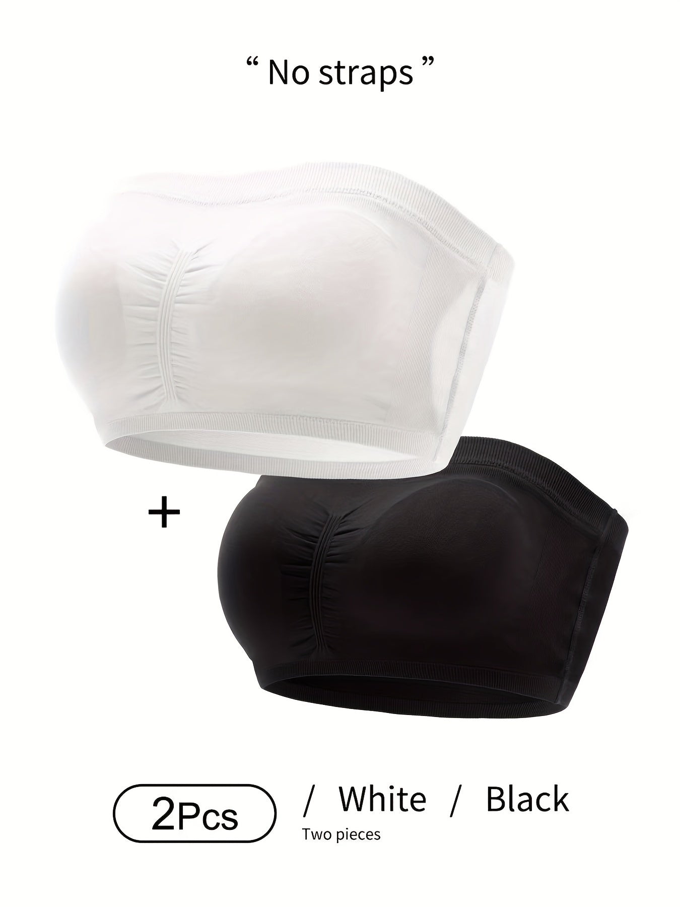 2 Pack Seamless Bandeau Bra Set with Removable Pads