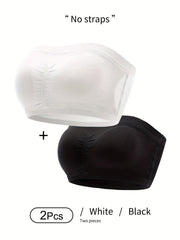 2 Pack Seamless Bandeau Bra Set with Removable Pads