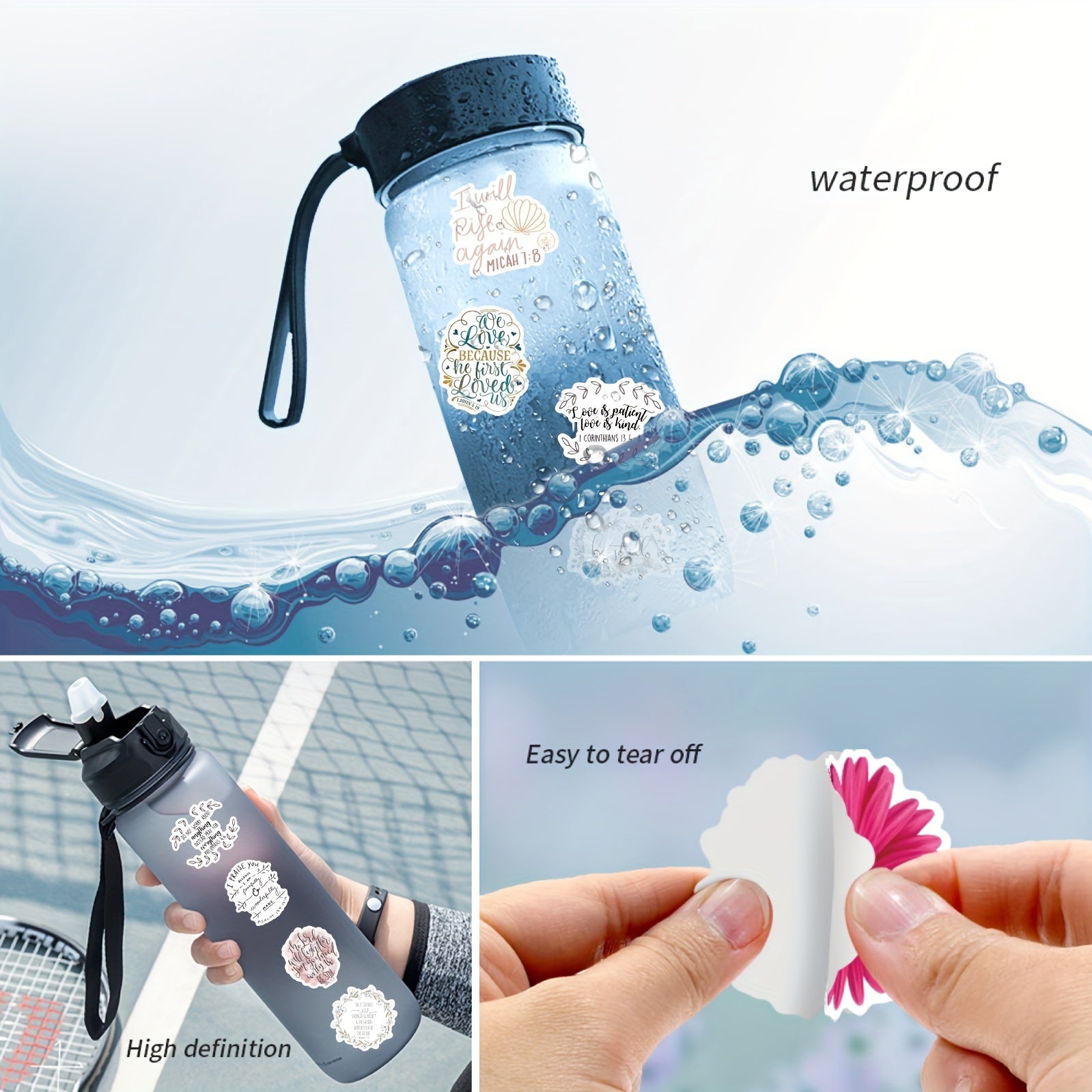 100pcs Bible Verses Text Stickers for Laptop Water Bottles Luggage
