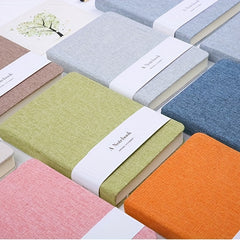 Multicolor Linen Cloth Cover Notebook Half Lined Blank Sheets Hard Cover Notepad