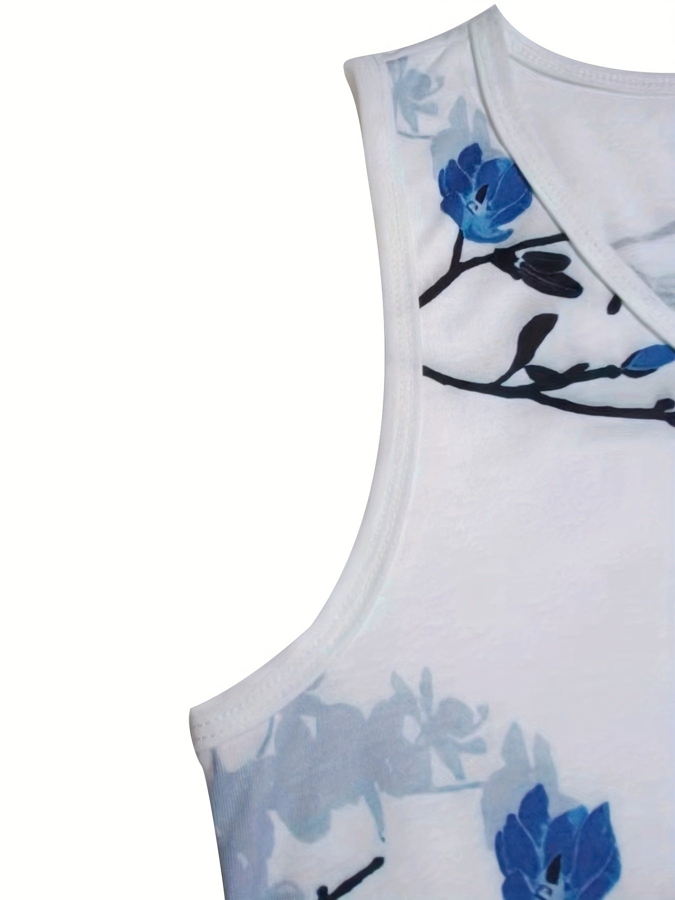 Floral Print Button Front Tank Top V Neck Sleeveless Summer Top