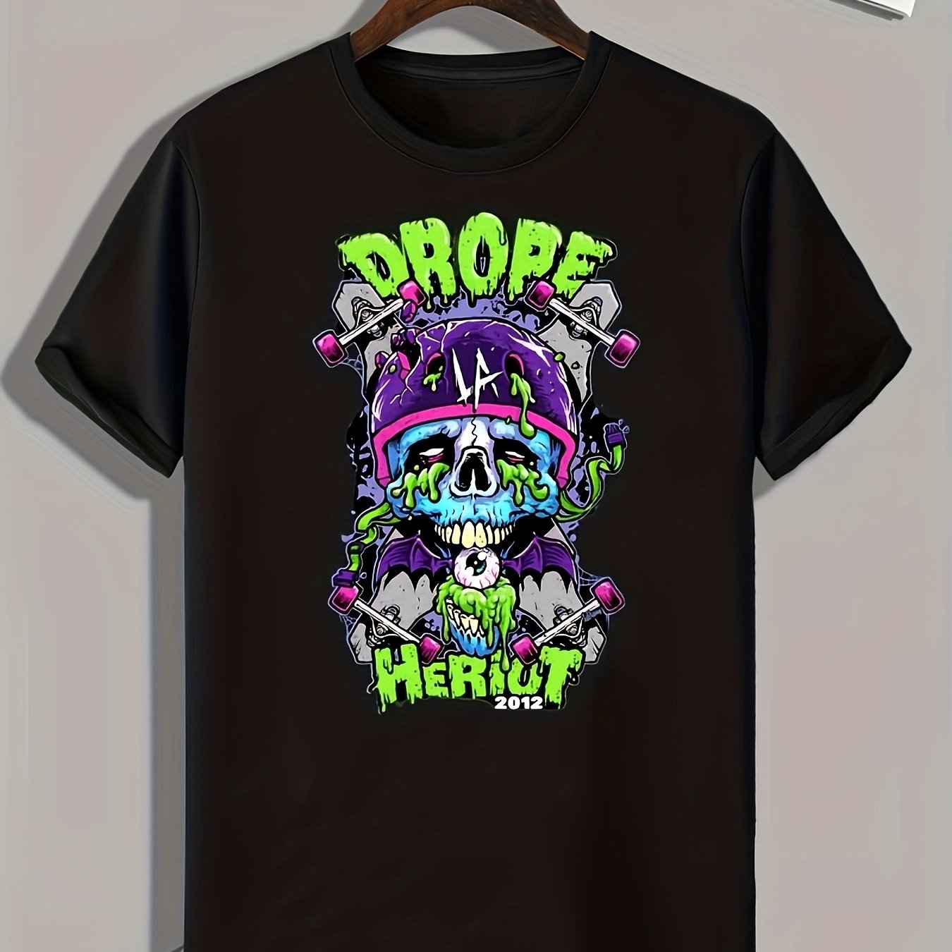 Skull Print Men's Graphic Tee for Summer