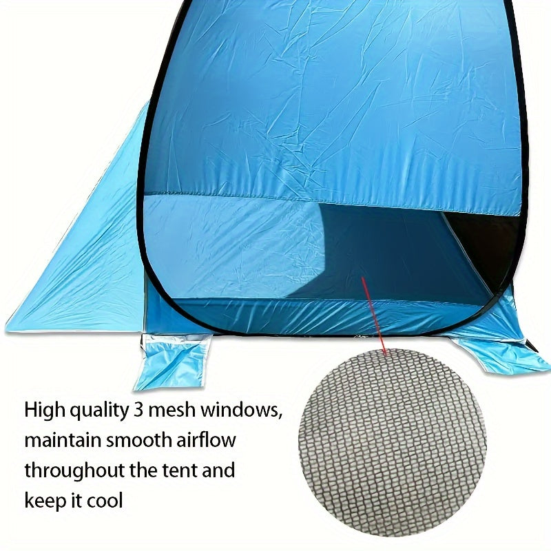Portable Beach Tent 2-3 Adults UPF 50 Lightweight Shelter for Camping