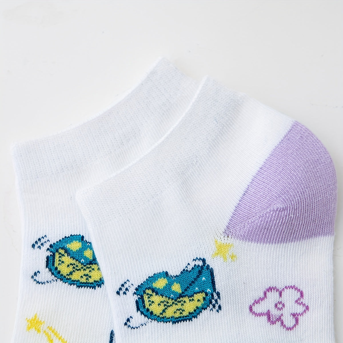 5 Pairs Floral & Starry Print Ankle Socks Women's Stockings & Hosiery