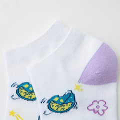 5 Pairs Floral & Starry Print Ankle Socks Women's Stockings & Hosiery