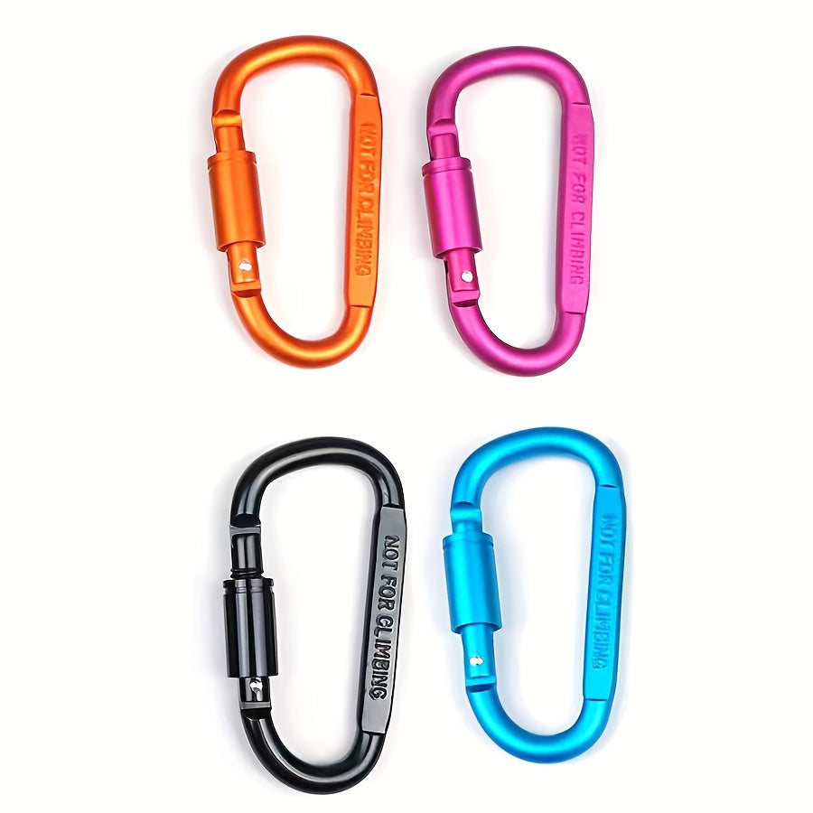 4pcs D-shaped Carabiner Buckle Keychain for Camping Hiking Outdoor