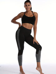 Mesh Insert Sports Yoga Leggings High Elastic Butt Lifting Pants