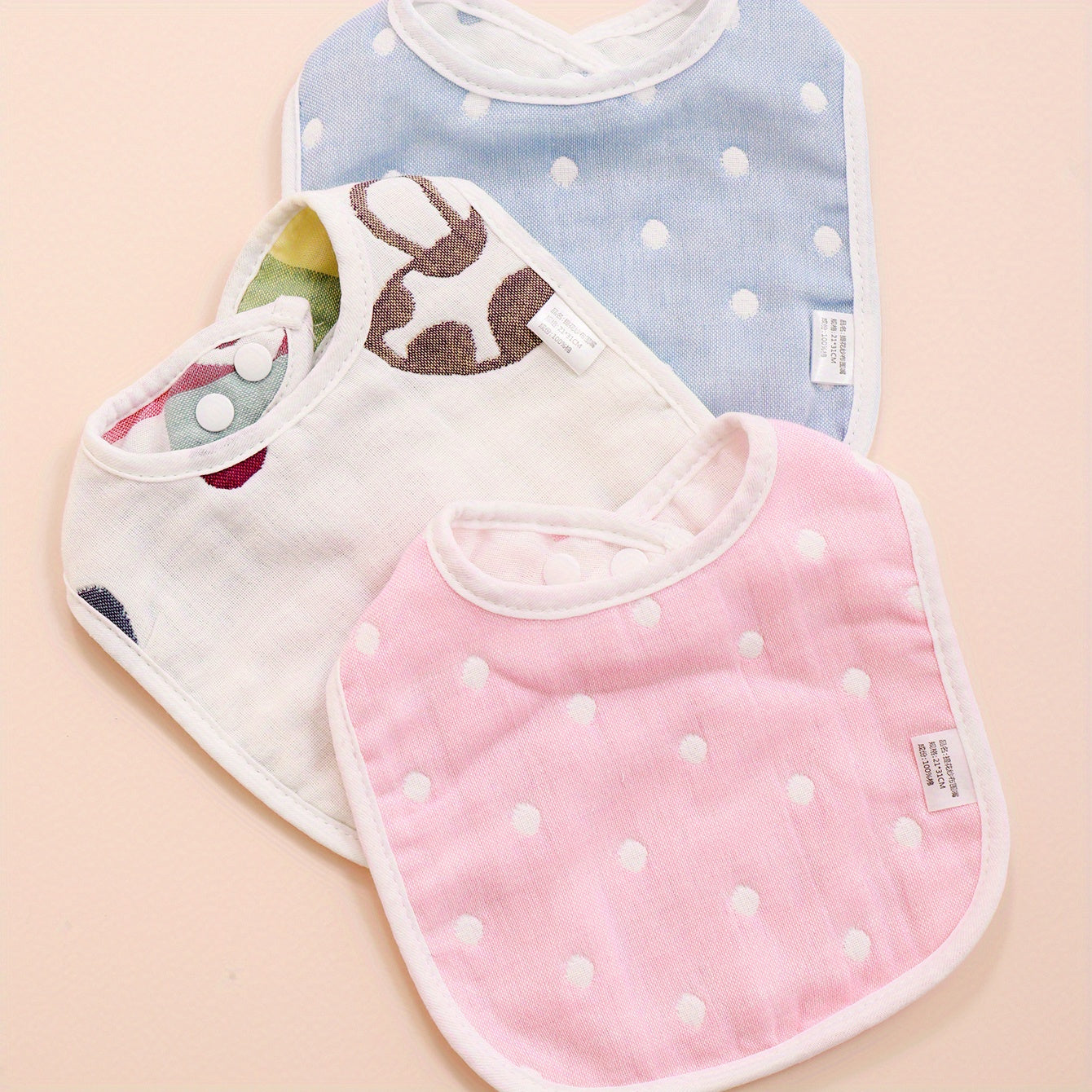 3pcs Baby Feeding Drool Bib Set Crown Cloud Heart Pattern Infants Saliva Towel