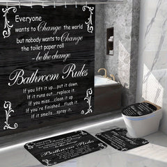 Bathroom Rules Shower Curtain Set with 4 Pieces